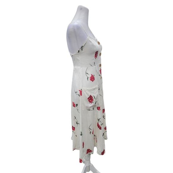 Princess Polly Women's Floral Print‎ Button Down Midi Dress Size 4 White Red - Picture 13 of 16